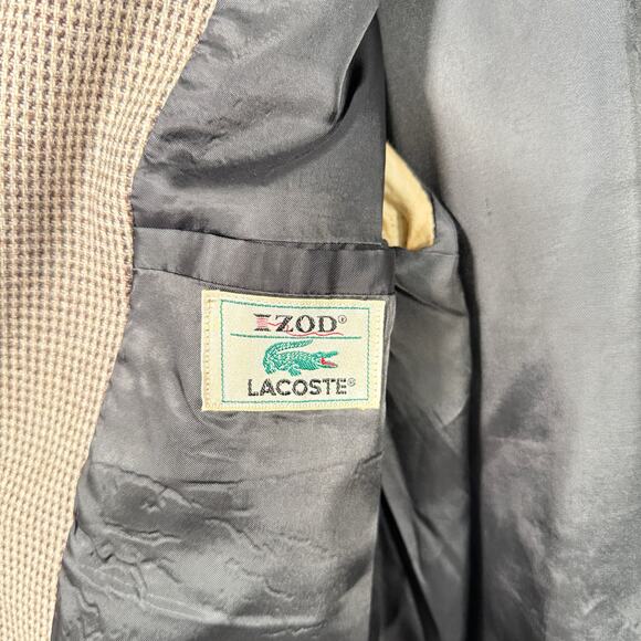 VTG IZOD Lacoste Blazer Mens 42 Houndstooth Wool Elbow Patch Sport Coat Ivy Prep - Picture 7 of 8
